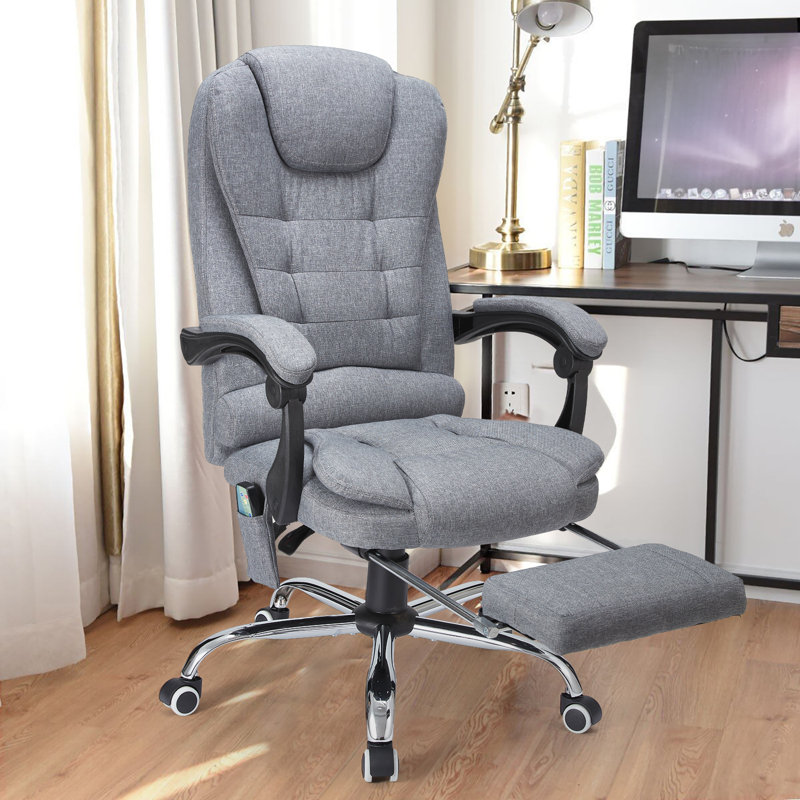 Executive Chair with Headrest, Grey Linen