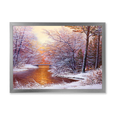 " Christmas Forest With River And Trees II " Painting Print