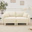 Canapé 2 places avec accoudoirs en forme de coquillage et pieds cylindriques enveloppés de tissu d'ameublement Boucle-409586083