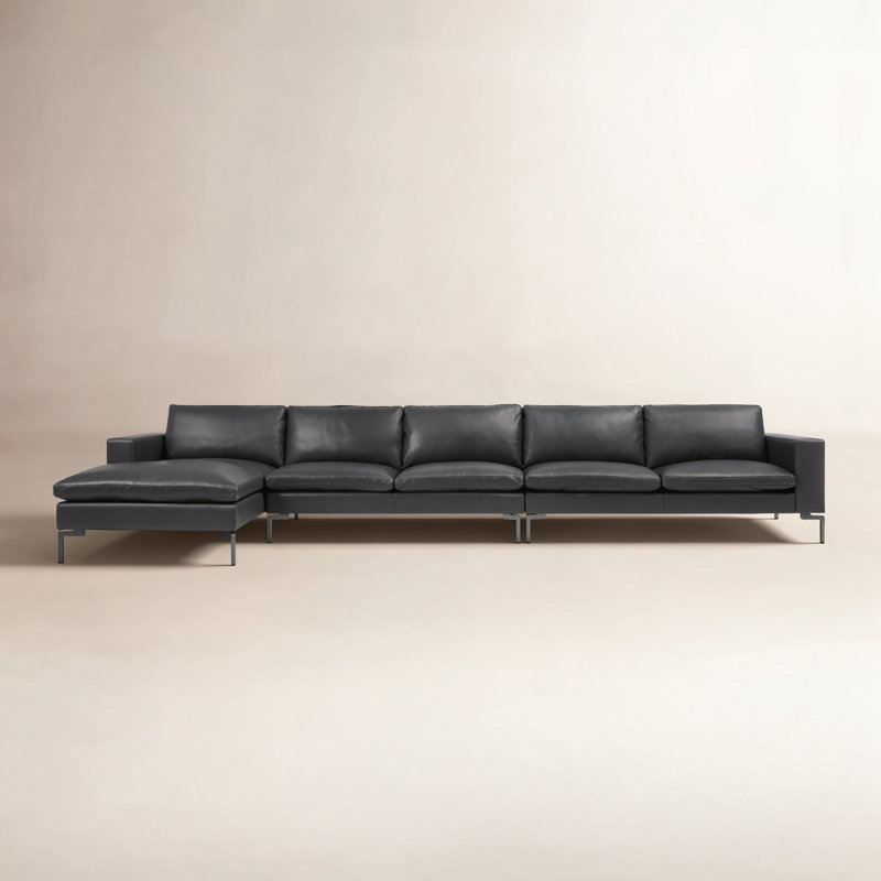 New Standard Upholstered L-Shaped Sectional, Left Hand Facing, Granite Leather