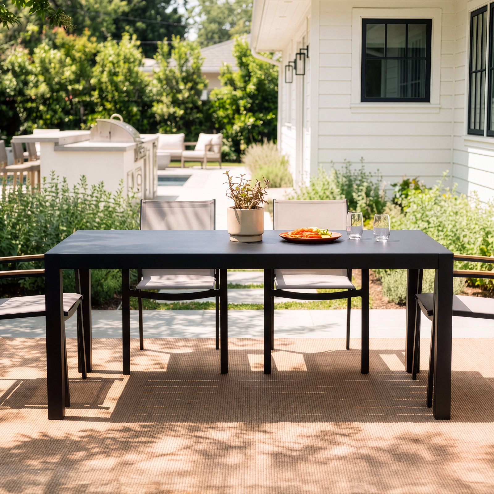Armando 64" Patio Dining Table, Black