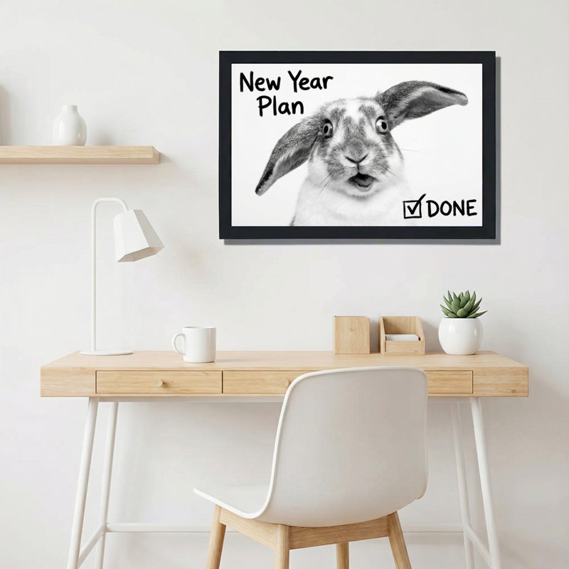 Ensemble de 1 tableau mural sur toile « Lapin du Nouvel An », H 12 po x l 18 po