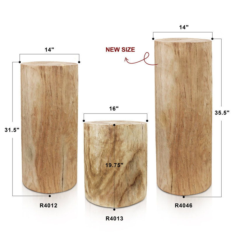 Piédestal en bois naturel Nova, H 35,5 po x l 14 po x P 14 po