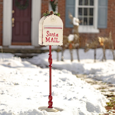 Standing Christmas Mailbox with Lighted Wreath