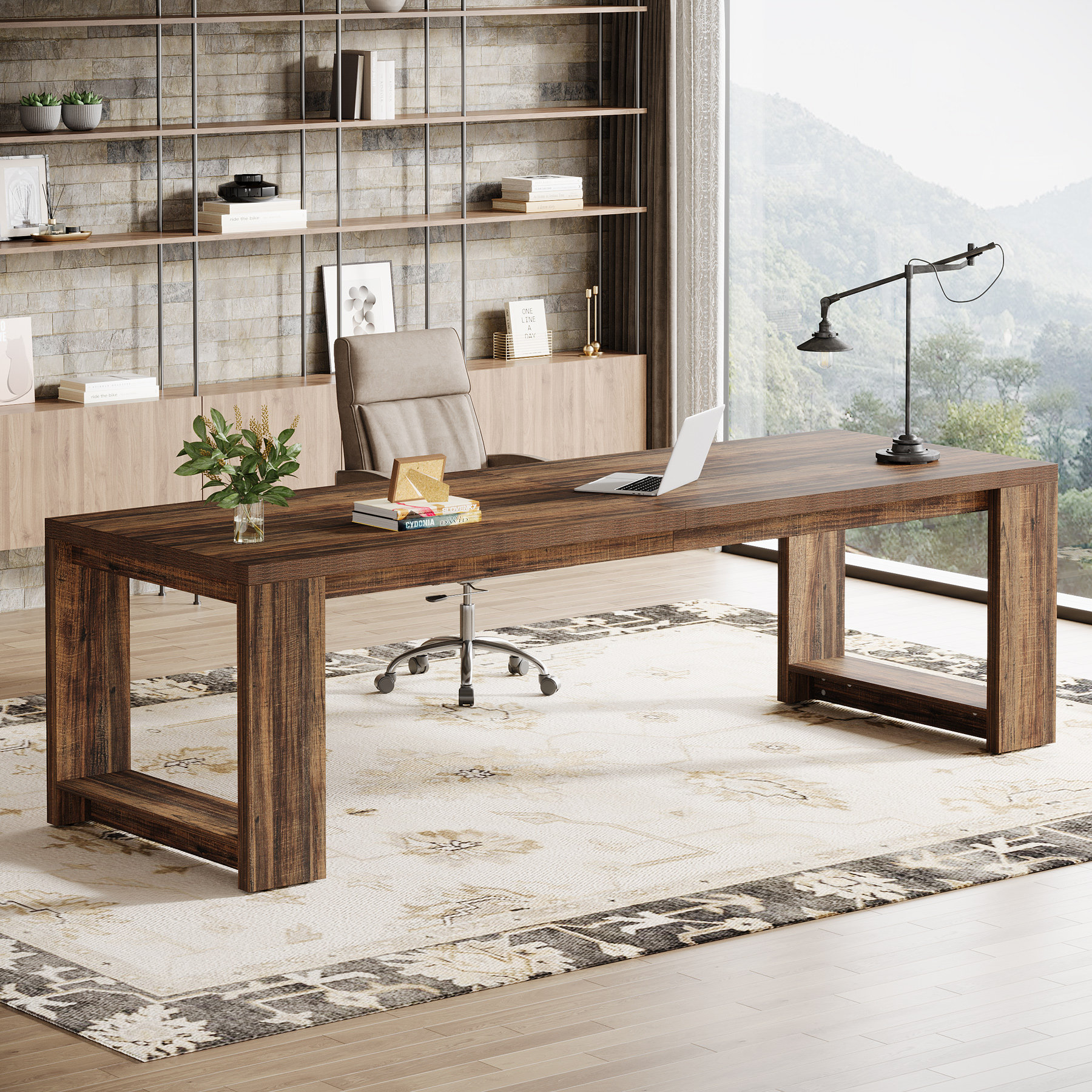 2 Person Desk, 86.6'' Extra Long Computer Desk