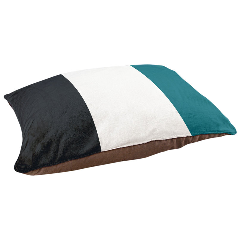 Oreiller Oklahoma, Grand (l 40 po x P 30 po x H 6,5 po), Noir / Blanc / Bleu sarcelle