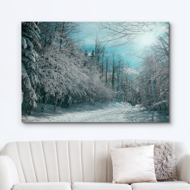 Nature, paysage, pin, forêt, recouvert de neige, sur toile, Toile tendue, H 12 po x l 18 po x P 1,5 po
