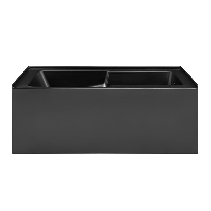 Voltaire 60 X 32 Skirted Drain Soaking Apron Bathtub In Matte Black With Integrated Overflow And Armrest, Drain Included
