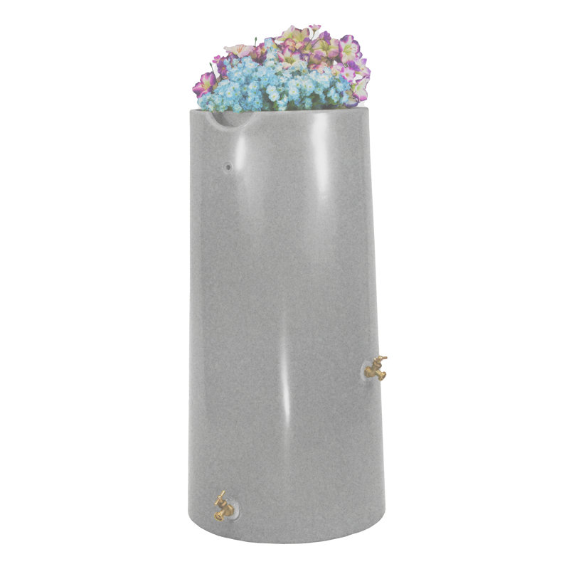 Light Granite 50-Gallon Plastic Planter Rain Barrel