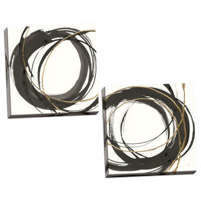 « gilded enso i & ii », ensemble de 2 reproductions de peintures à l’acrylique