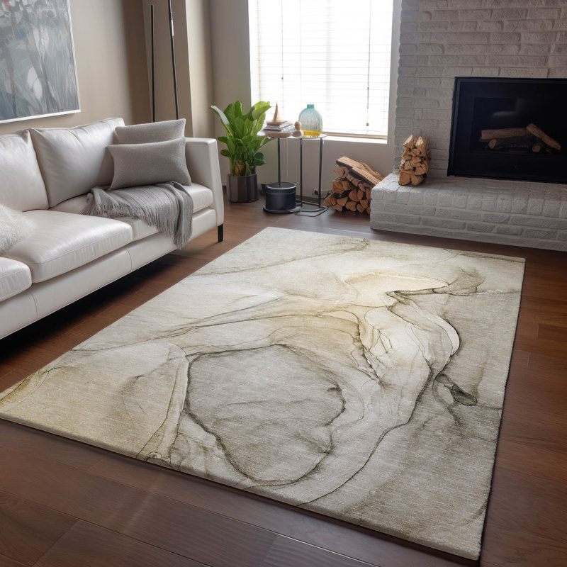 Premium Machine Washable Cerrito AMF502 Beige Rug, Rectangle 2'6" x 3'10"