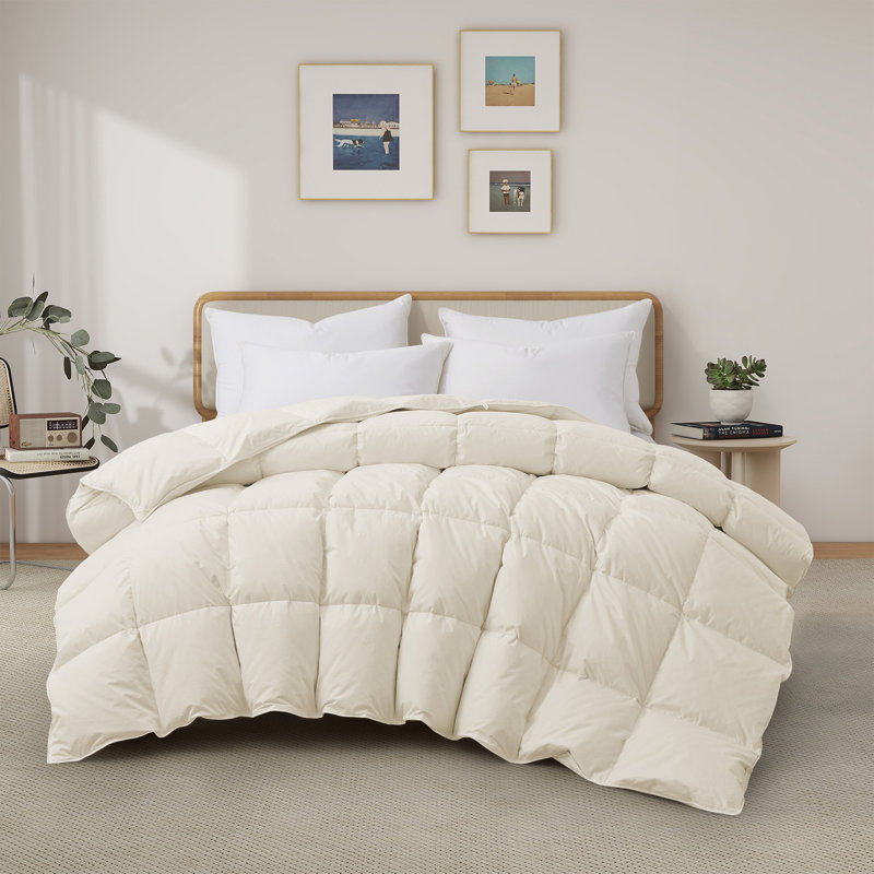 Édredon poids lourd en duvet d'oie, Lit simple, Crème