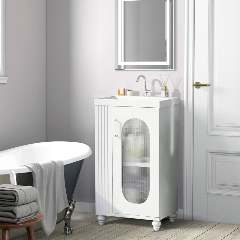 Meuble-lavabo moderne 20 "avec lavabo, Blanc