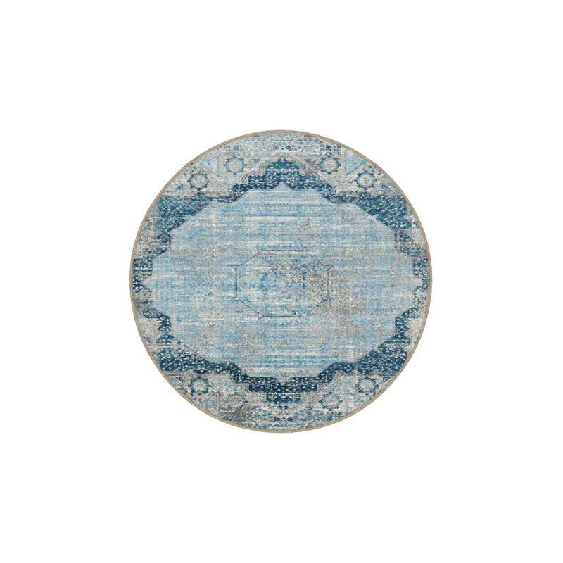 Star Blue Modern Patterned Woven Base Rug, Rectangle 3'3" x 4'11" Rug Pad Included