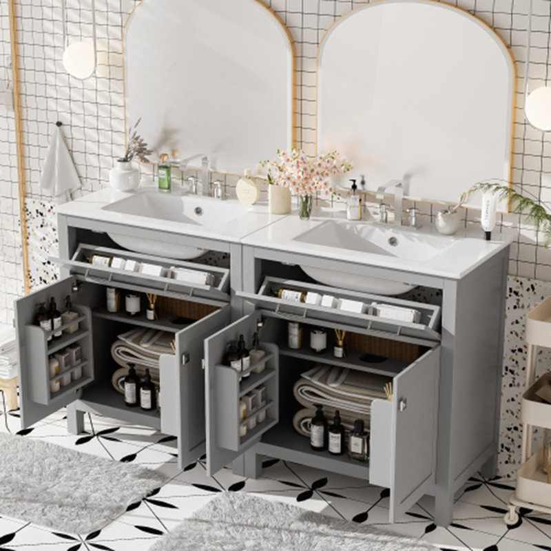 Ensemble de meuble-lavabo gris 60 po, Gris