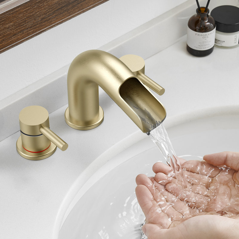 2-handle Bathroom Faucet with Drain Assembly, Brushed Gold