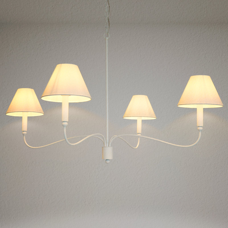 Lustre Viski classique/traditionnel à 4 lumières, Blanc mat
