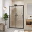 Porte de douche coulissante simple, 122 cm (L) x 183 cm (H), verre trempé transparent de 5 mm, noir mat