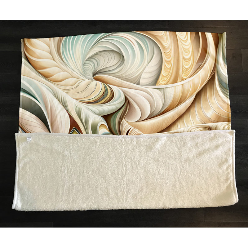 Throw Blanket, 68" W x 80" L, Abstract, Tan/Green/Blue