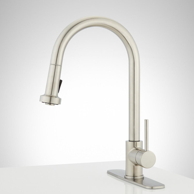 Ridgeway Pull-Down Kitchen Faucet with Deck Plate - Stainless Steel, Stainless Steel