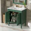 Armoire de meuble-lavabo 30 po avec lavabo en céramique 30 po, armoire de rangement avec portes à fermeture douce et pieds en bois massif-126233889