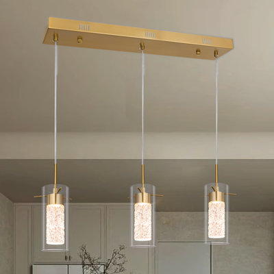 Cherrington 3-Light Integrated LED Pendant Lights with Crystal Glass Shade