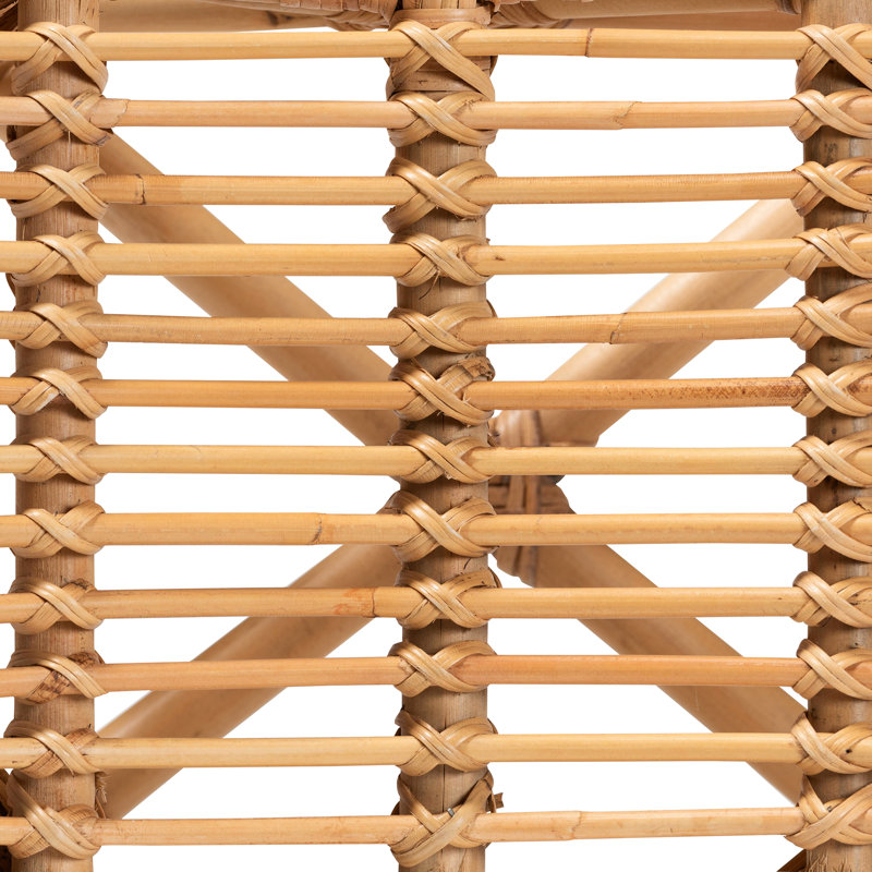 Tabouret de style bohémien moderne fabriqué à partir d'un siège plié naturel avec pieds croisés en angle, entièrement assemblé, brun 18,39 po de largeur, 12,93 po de profondeur, 18,3 po de hauteur, 4,18 lb de largeur et de profondeur
