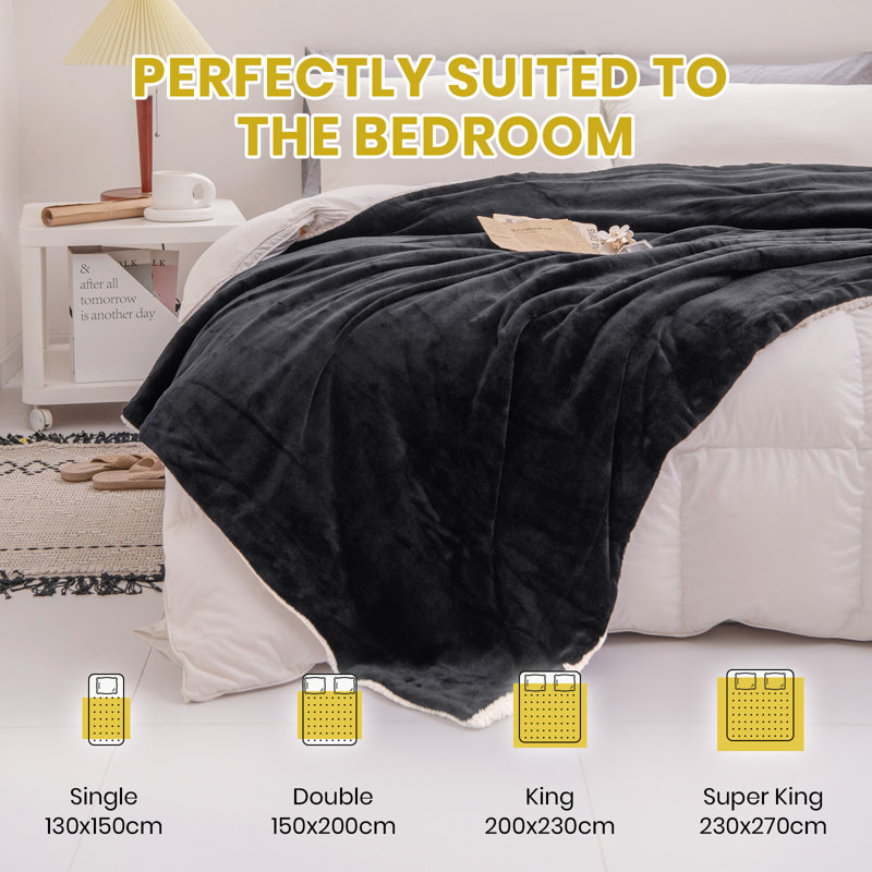 Blankets And Throws Throw Blanket, 230cm x 200cm, Black
