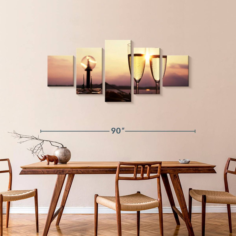 Champagne coucher de soleil, H 36 po x l 80 po