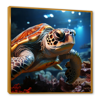 Représentation réaliste d'une tortue sur toile