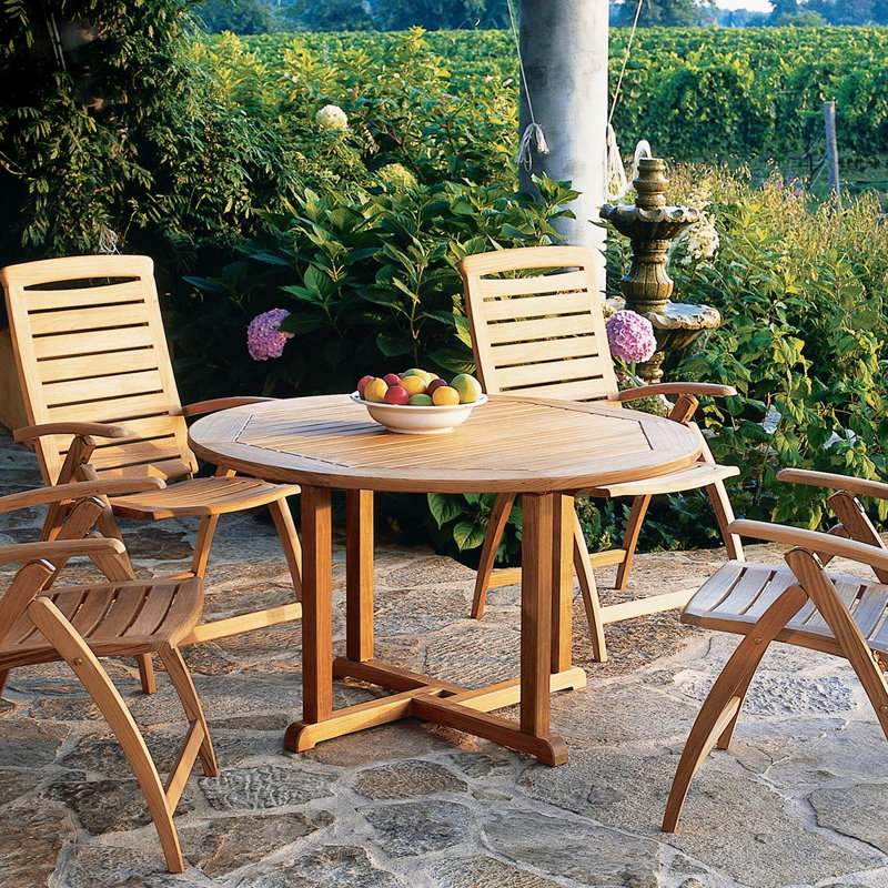 Essex Outdoor Round Teak Dining Table, 42" W x 42" L x 29" H