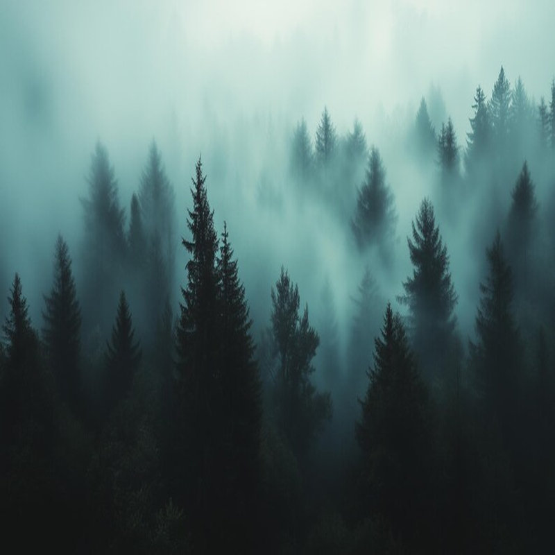 Deep Misty Forest Landscape, 117.96" L x 236" W
