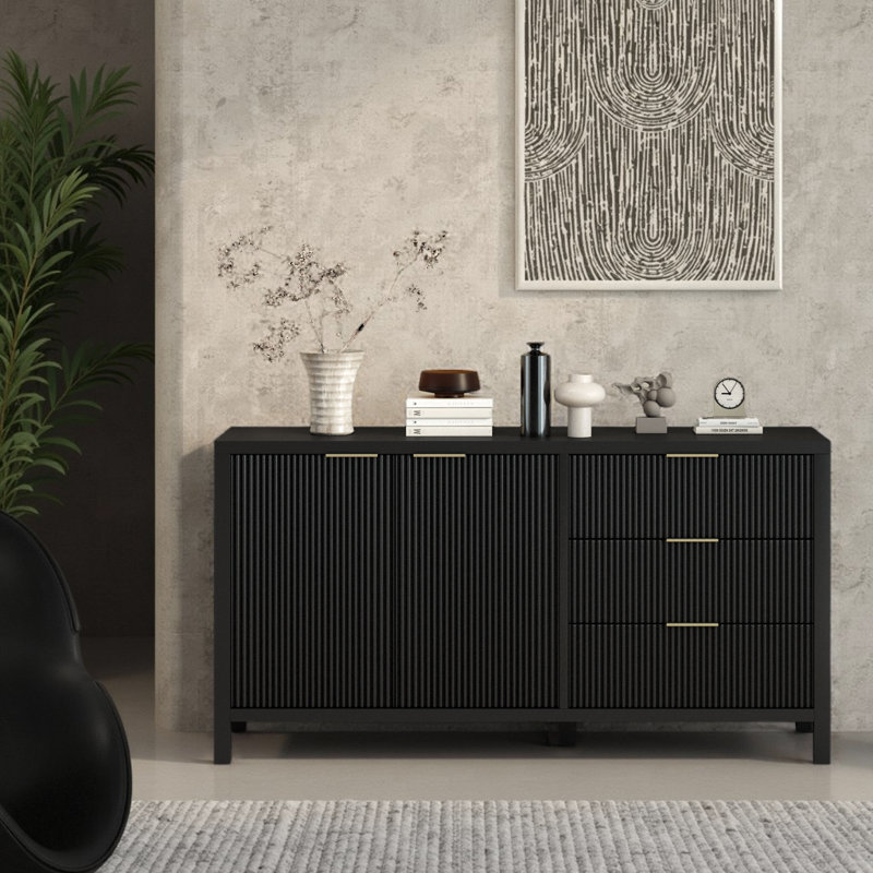 Buffet 60 "à motif de vagues - rangement minimaliste avec une touche organique