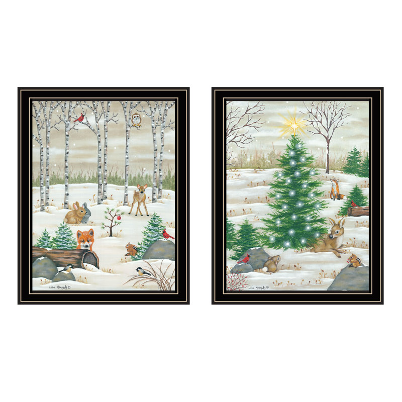 The Holiday Aisle® 2 pièces Vignette Woodland, Cadre noir