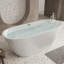 59" acrylic freestanding bathtub with unique diamond pattern design: spacious oval shape, Gloss white finish, Chrome overflow and pop-up drain CUPC Certificate