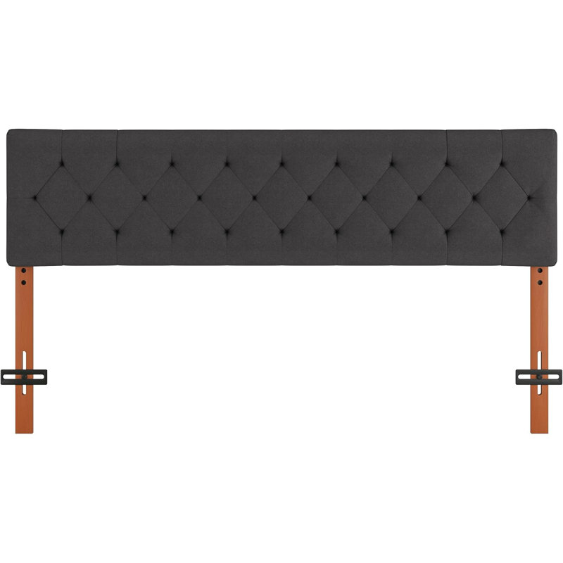 Tête de lit tapissier à hauteur réglable, gris foncé pliable, Gris foncé, Très grand lit