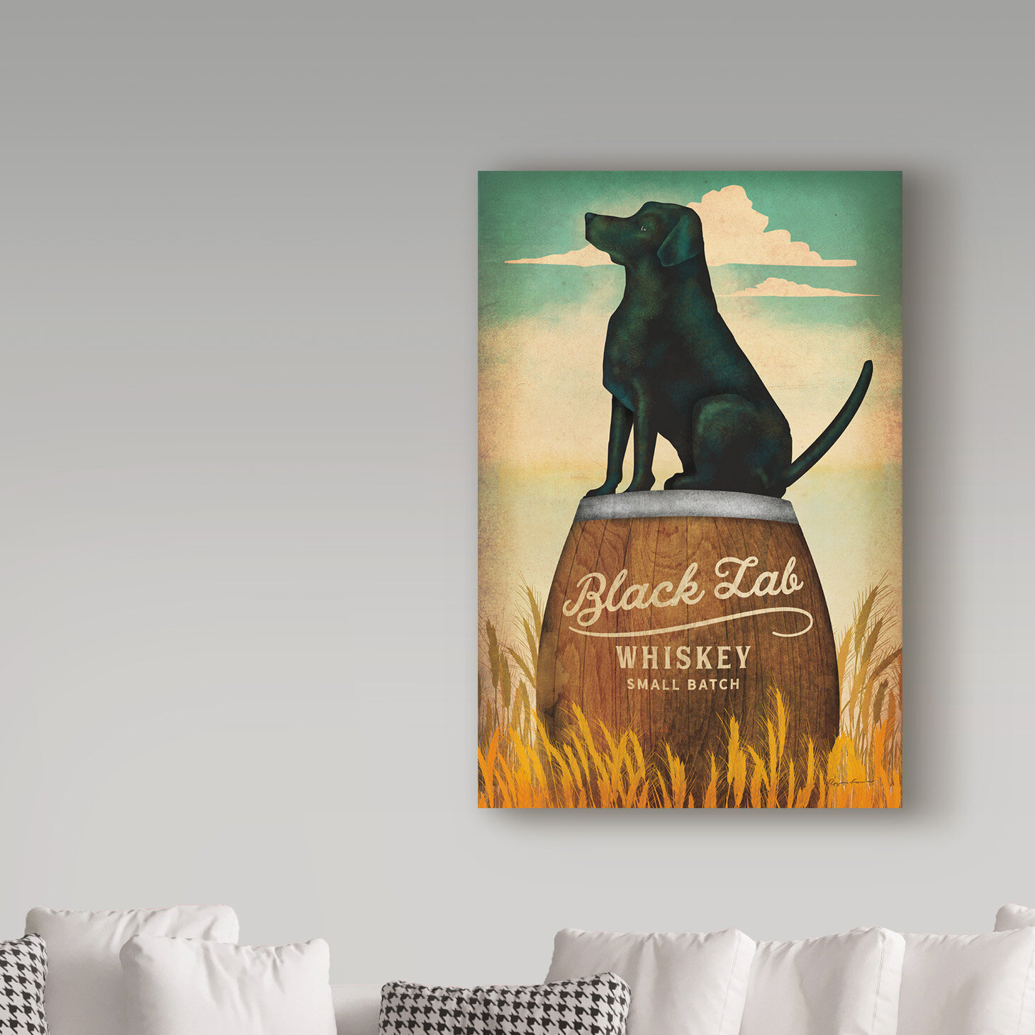 Black Lab Whiskey' Acrylic Painting Print on Wrapped Canvas Trademark Fine Art Size: 32 H x 22 W