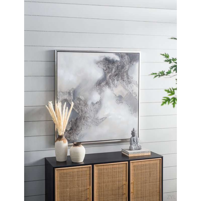 39.4X39.4"Framed Hand-Painted Wall Art