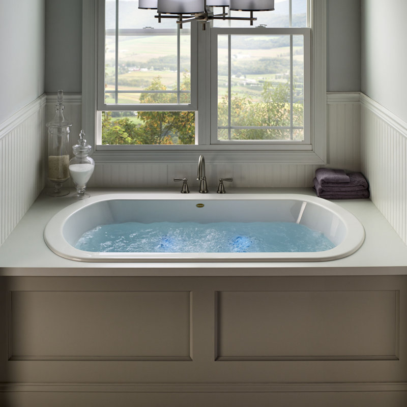 Duetta® 66" x 42" Drop in/Undermount Soaking Acrylic Bathtub with Light, White
