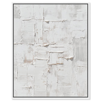 White Palimpsest Surface I Boho Art Canvas Print by Art Remedy