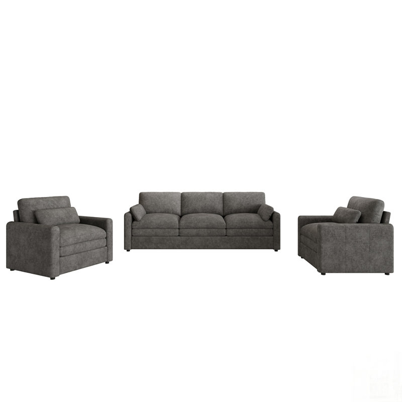 Ensemble de canapé rembourré Cozy avec coussins doubles moelleux pour un confort ultime et une vie moderne, Gris