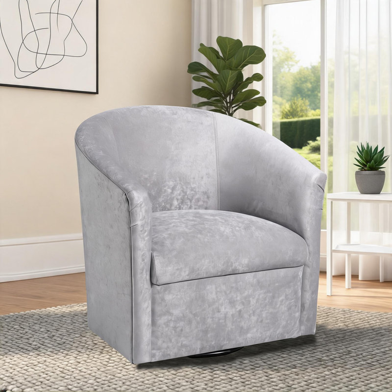 Fauteuil d'appoint pivotant à 360 degrés à siège simple revêtu de polyester argent poli