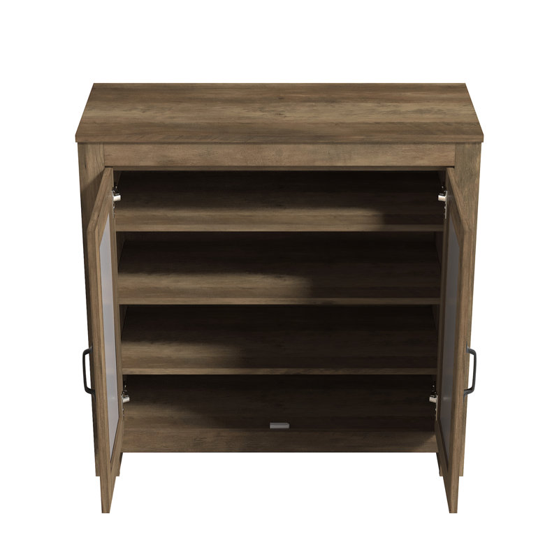Lindsey Transitional 28 Pair Shoe Storage Set, Knotty Oak