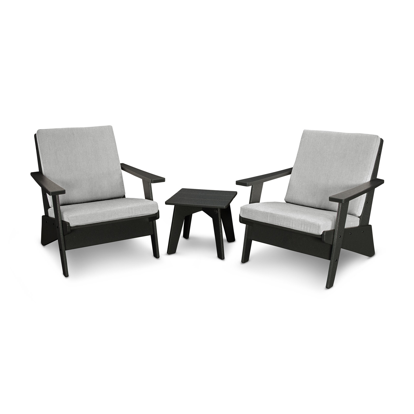 POLYWOOD® Riviera 2-Person Patio Seating Group, Black, Granite