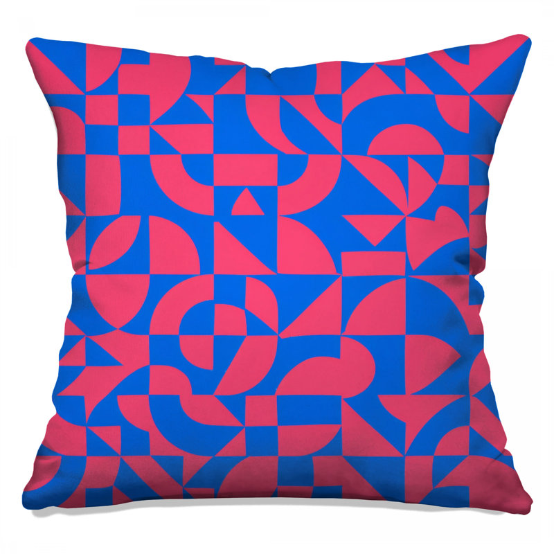 Coussins décoratifs à formes géométriques bleues et roses, 26 x 26 pouces