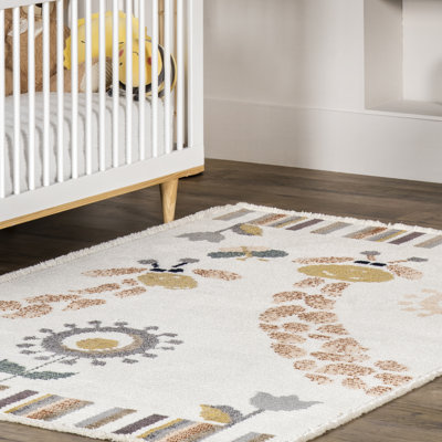 Avianna Giraffe Kids Fringe Area Rug