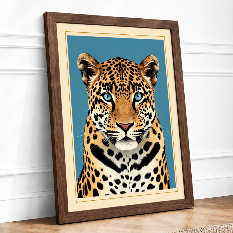 Leopard Gaze Modern - Framed Print, A2 - 59.4 x 42.0 cm, Walnut
