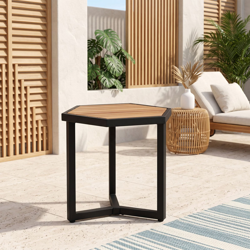 Table d'appoint en bois d'acacia et fer