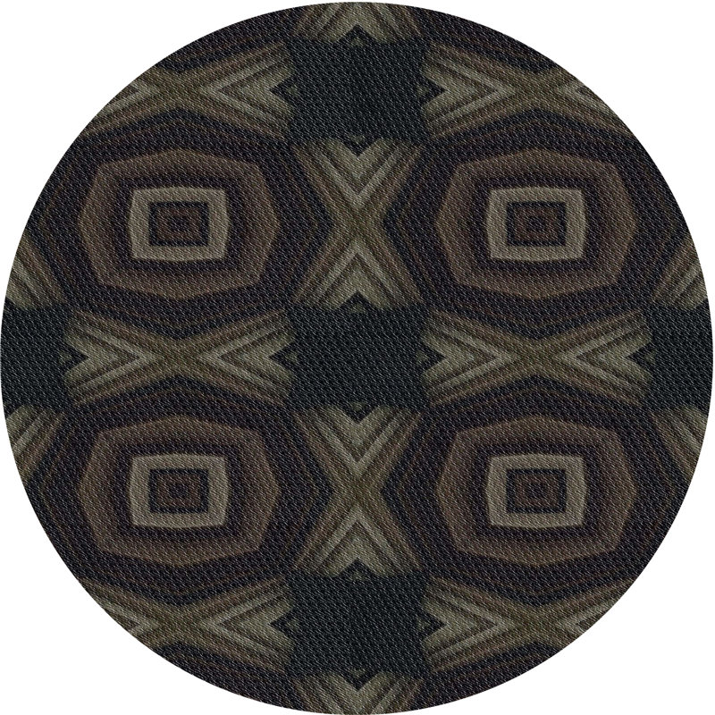 Tapis brun/gris à motifs Vranduk, Rond 4 pi
