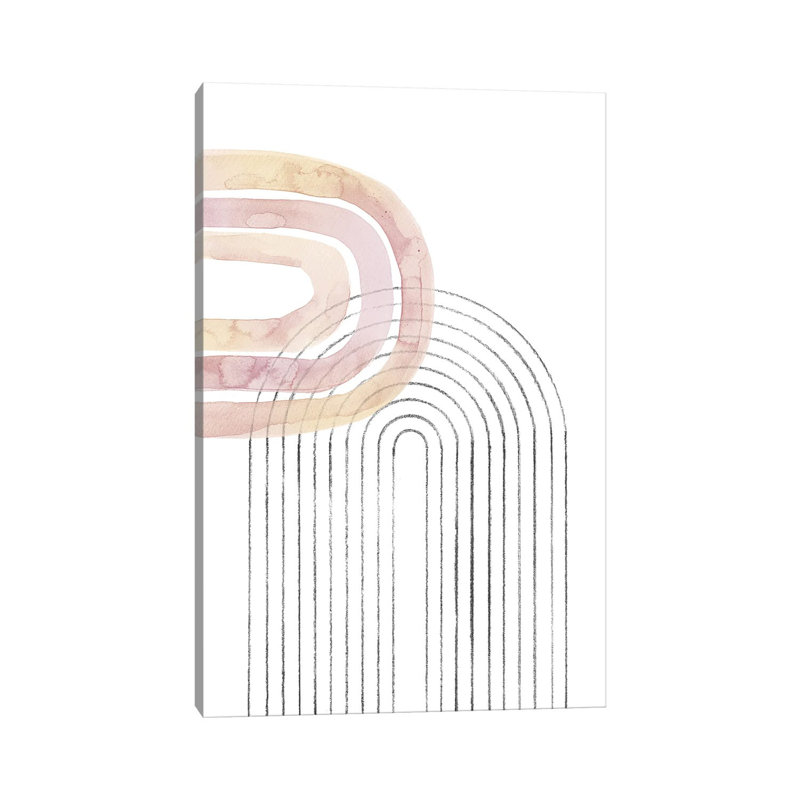 Dusty Pink Rainbow And Arch by Whales Way - Painting on Canvas, 101.6cm H x 66.04cm W x 1.91cm D, Wrapped Canvas